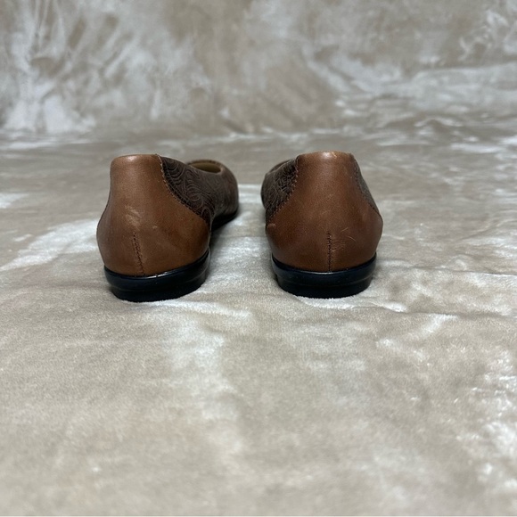 SAS Scenic Ballet Flat Brown Tool Leather Cowboy Floral Comfortable Size 9.5 - Picture 5 of 9